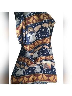 CHRISTMAS ANGEL Chenille Jacquard throw bells stars holiday winter coastal New